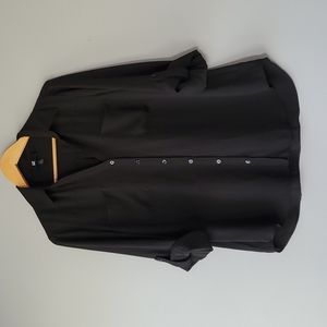 IZ Byer Black Button Up V Neck Blouse XL